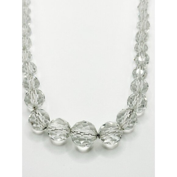 Vintage Graduated Faceted Crystal Bead On Chain Necklace 18.5” - Picture 5 of 9